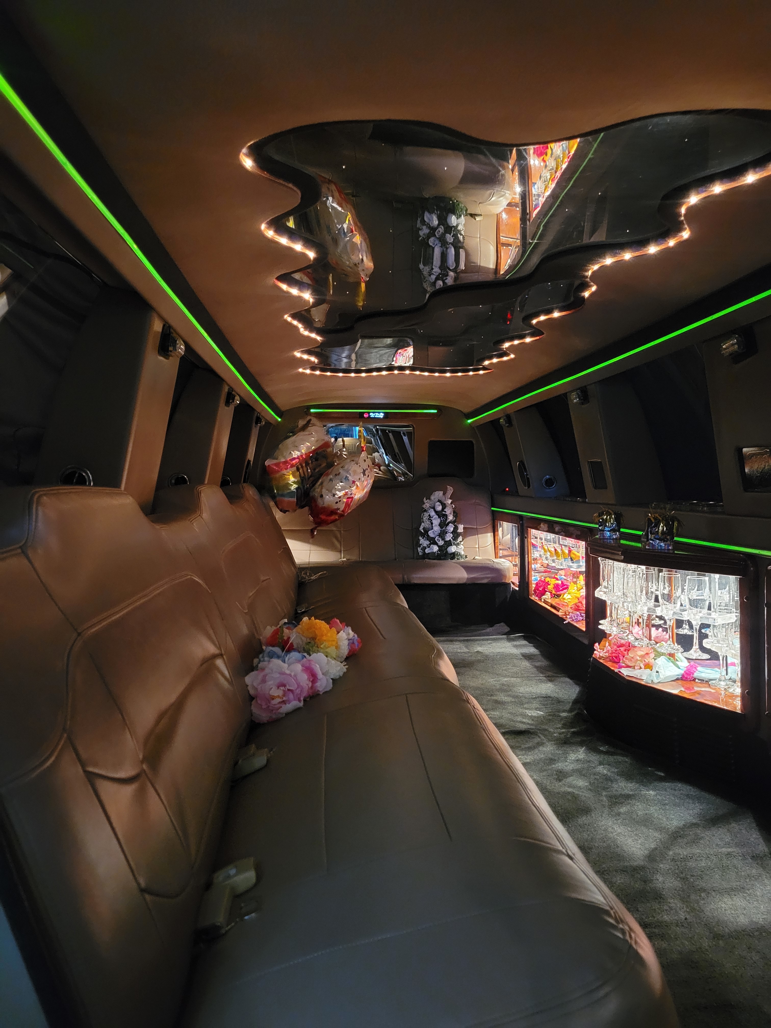 interior of luxury limo rental