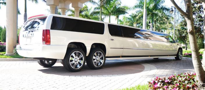 Make a statement when you and your friends or bridal party step out of this white Escalade limousine! Call us today to check for availability.